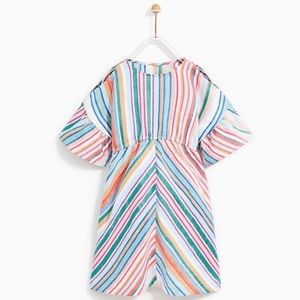 Zara Striped Ruffle Sleeve Dress Size 11-12